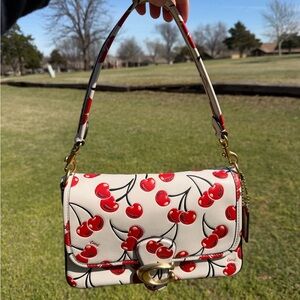 Soft Tabby Shoulder Bag With Cherry Print